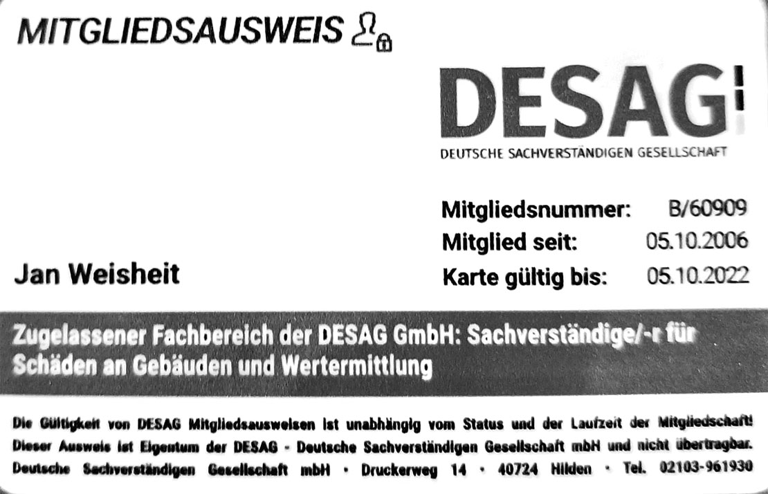Sachverständiger Mitgliedsausweis